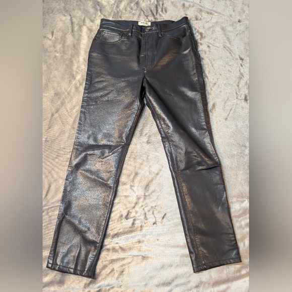 Agolde Recycled Leather Pants Womens 29 90s Pinch High Waist Charcoal Grey - Picture 1 of 11